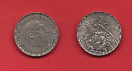 SPAIN 1957, Circulated Coin, 25 Pesetas, Franco, Km 787, C1721 - 25 Pesetas