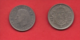 SPAIN 1975, Circulated Coin, 5 Pesetas, Juan Carlos,  Km807, C1726 - 25 Pesetas