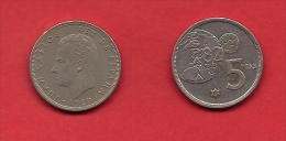 SPAIN 1975, Circulated Coin, 5 Pesetas, Worldcup Soccer,  Km 817, C1727 - 25 Pesetas
