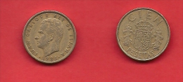 SPAIN 1982-1990, Circulated Coin, 10 Pesetas, Cien, Copper Nickel,  Km 827, C1729 - 10 Pesetas