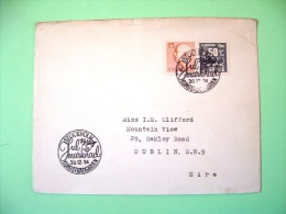 Sweden 1954 Cover Stockholm To Dublin Ireland - King Gustaf VI - Rock Carvings Fish Ship - Heart Cancel - Lettres & Documents