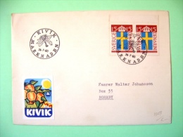 Sweden 1960 Cover To Borrby - Flags - Apple Label - Flowers Cancel - Lettres & Documents