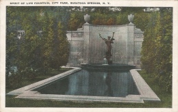 Spirit Of Life Fountain, City Park - Saratoga Springs - Totten's Novelty Shop - Carte Colorisée, Non Circulée - Saratoga Springs