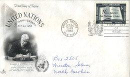 (114) Nited Nations New York FDC Cover - 1955 - 10th Anniversary - Brieven En Documenten