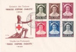 912 917 PC 8 FDC   Croix-Rouge Joséphine Charlotte Princesse 14-3-1953 Exposition Bruxelles €35 - Zonder Classificatie