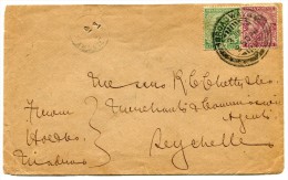INDES ANGLAISES LETTRE DEPART OBLITERATION DE GARE BROADWAY 3 JUL 14 POUR LES SEYCHELLES - 1911-35 King George V