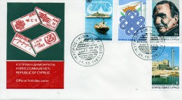 Chypre Lettre 1ier Du Jour 27/10/1983 Avec 4 Timbres Neufs - Brieven En Documenten