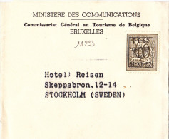 11233# BELGIQUE CHIFFRE SUR LION PREOBLITERE 1-I-52 / 31-XII-52 / BANDE IMPRIME Pour STOCKHOLM SUEDE SVERIGE SWEDEN - Typos 1951-80 (Chiffre Sur Lion)