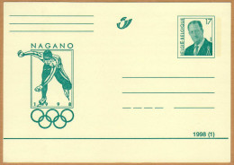 Carte Entier Postal Belge Jeux Olympiqus Nagano 1998 - Juegos Olímpicos
