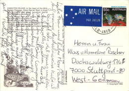 1985?  Air Postcard To GErmany  55¢ Bennett's Nudibranch Solo - Brieven En Documenten