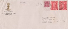 India, Cover From Chief Justice Of Supreme Court Of India, Sent To England, Service, Inde Indien - Timbres De Service