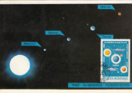 ASTROLOGY, PLANETS, TELESCOPE, CM, MAXICARD, CARTES MAXIMUM, 1982, ROMANIA - Astrologie