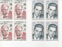 1974 - Albert Schweitzer - Edmond Michelet    -  2 Blocs De 4 Timbres N° 1824 Et 1825 - Autres & Non Classés