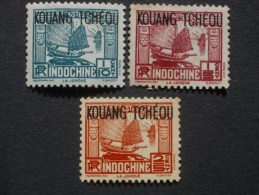 KOUANG - TCHOU  *  De  1937    "   Timbres Indochine 1931 Surchargés    "  N° 97 ,  98 , 99      3 Val . - Neufs