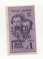 Fra512 Repubblica Sociale Italiana Fratelli Bandiera Occupazione Occupation Istria Istra Pola N.32 Soprastampa Overprint - Joegoslavische Bez.: Istrië