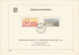 Czechoslovakia / First Day Sheet (1959/08) Praha (c): Congress ROH (coal Mining, Industry, Dam Slapy - Power Station) - Agua