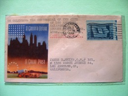 USA 1945 Patriotic Cover Los Angeles To Los Angeles - Centennial Of City Of Los Angeles - Ox Wagon - Iowa Statehood F... - Briefe U. Dokumente