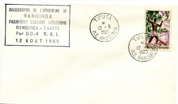 Polynésie - Premier Vol Rangiroa Tahiti - 12 Août 1965 Avec Beau Cad De TIPUTA - R707 - Briefe U. Dokumente
