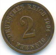 GERMANY , 2 PFENNIG 1904 D, UNCLEANED COIN - 2 Pfennig