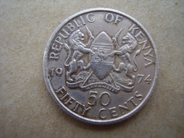 KENYA 1974  FIFTY CENTS   KENYATTA Copper-Nickel  USED COIN In  GOOD CONDITION. - Kenya