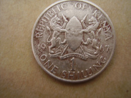 KENYA 1967  ONE SHILLING  KENYATTA Copper-Nickel  USED COIN In GOOD CONDITION. - Kenya