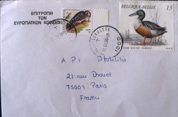 BELGIQUE CANARDS (yvert 2335) Sur Letter Ayant Voyagée 17/01/1990) - Entenvögel