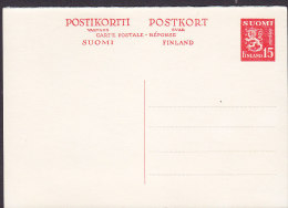 Finland Postal Stationery Ganzsache Entier 15 M Wappenlöwe Lion Arms Résponse Payée Unused - Postal Stationery