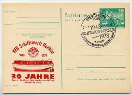 DDR P79-16c-78 C66c Postkarte PRIVATER ZUDRUCK Braunrot Schiffswerft Rechlin Sost.1978 - Cartes Postales Privées - Oblitérées