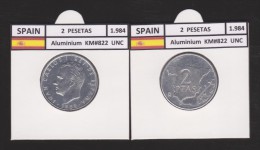 SPAIN /JUAN CARLOS I    2  PESETAS  1.984   Aluminium  KM#822   UNCIRCULATED  T-DL-9386 - 2 Pesetas