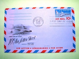 USA 1958 FDC Aerogramme - Saint Louis - 10c - Plane - 1941-60