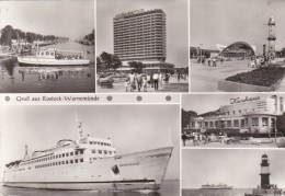 Rostock-Warnemünde, Am Alten Strom - Hotel Neptun, Gaststätte Teepott Und Leuchtturm, Kurhaus, Fährschiff - Rostock