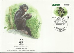 ZAIRE CONGO 1997 WWF NATURE PROTECTION PROTEZIONE NATURA BONOBO MONKEY PRIMATE FAUNE WILDLIFE ANIMALI SCIMMIE FDC - Oblitérés