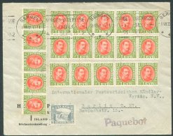 ICELAND TO GERMANY PAQUEBOT Cover 31 Stamps 1932 - Lettres & Documents