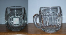 Ancienne Chope à Bière En Verre  émaillée Adelshoffen Strasbourg - Gläser