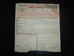 SNCF COLIS POSTAL DE 3 A 5 KG 11,4F + CACHET ALBI VILLE PV SUD-OUEST 19 NOV 1943 - Brieven & Documenten
