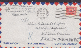 Canada Airmail Par Avion Correo Aereo TORONTO Ontario 1951 Cover Lettre To Denmark Stamp On Stamp Beaver - Poste Aérienne