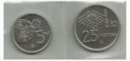 SPAIN - 2 Spain `82 - 5 Ptas 1980 & 25 Pesetas 1980 - Used - 25 Pesetas