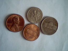 Lot Composé De 1 Dime (1970),5 Cents (1977),1 Cent (1988) ,1 Cent (1989) - Andere & Zonder Classificatie