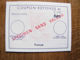 Coupon Réponse E Fictif Des Cours D'instruction Spécimen Sans Valeur - Coupons-réponse