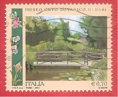 ITALIA REPUBBLICA - USATO  - 2013 - Orti Botanici D´Italia - ORTO BOTANICO BARI - € 0,70 - S. 3387 - 2011-20: Oblitérés