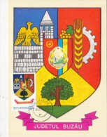 BUZAU COUNTY COAT OF ARMS, CM, MAXICARD, CARTES MAXIMUM, 1978, ROMANIA - Sonstige & Ohne Zuordnung