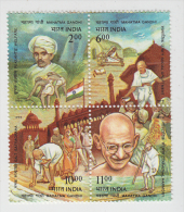 India  1998  Mahatma Gandhi  4v  Se-tenent Block  # 62896   Inde Indien - Mahatma Gandhi