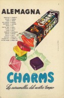 # CARAMELLE CHARMS ALEMAGNA 1950s Advert Pubblicità Publicitè Reklame Food Candies Bonbons Subigkeiten Caramelo - Afiches