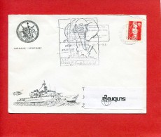 Militaria VP - Enveloppe Frégate VENTOSE  -  Porte Hélicoptère  - Marine - Bateau - Eléphant  - Guadeloupe - Marcophilie - Barcos