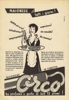 # MAIONESE ORCO 1950s Advert Pubblicità Publicitè Reklame Food Seasonings Gewurze Dressing Mayonnaise - Affiches