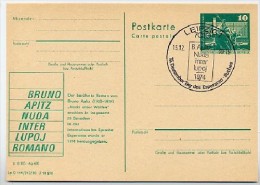 DDR P79-36a-80 C135-a Postkarte PRIVATER ZUDRUCK Esperanto Bruno Apitz Leipzig Sost.1980 - Privatpostkarten - Gebraucht