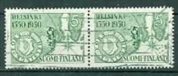 Finnland 1950 MI. 388 Paar Gest. 400 Jahre Helsinki Wappen Landkarte - Gebruikt