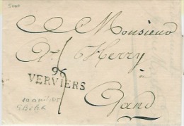 96 VERVIERS Le 10.4.1815 Vers GAND  H.20 - 1814-1815 (Generaal Gouv. België)