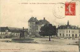 Yonne -ref Bis- A193- Courson - Les Ecoles - L Ancien Chateau Et La Fontaine - Carte Bon Etat - - Courson-les-Carrières