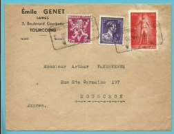 685+707+724O (-10%) Op Brief Per EXPRES Met Telegraafstempel MOUSCRON - MOESKROEN Op 22/07/1943 - 1946 -10%